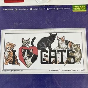 I ❤️Cats cross stitch kit. New in package. Smoke free home!